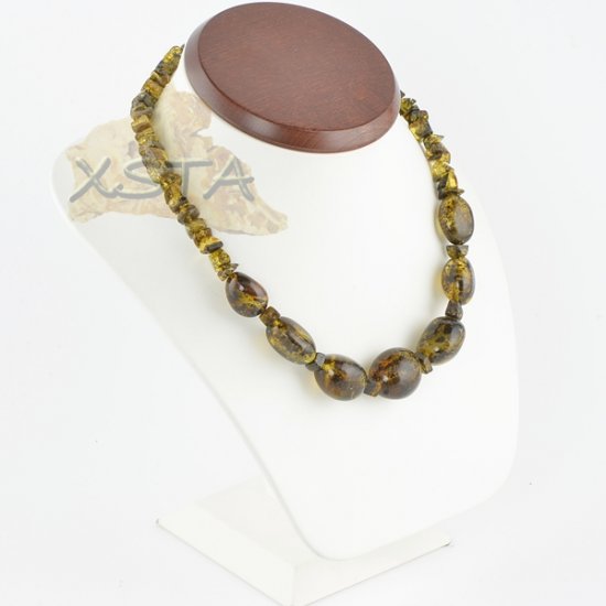 Baltic amber necklaces polished green